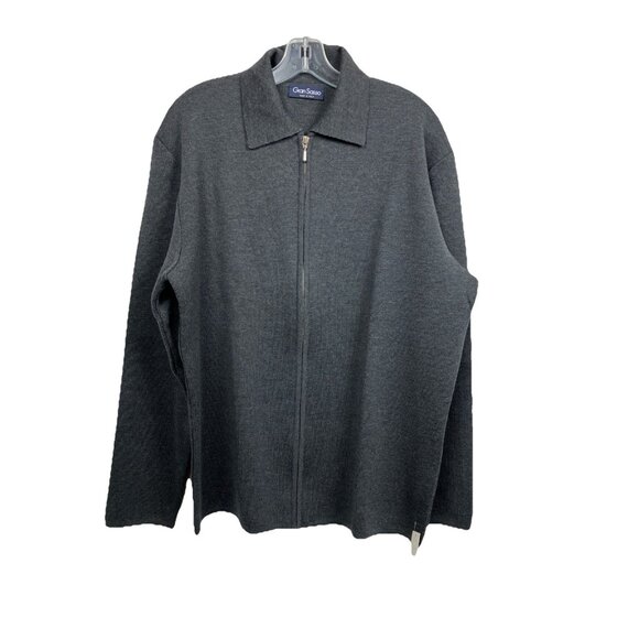 NWT NOS 48 50 Chest Gran Sasso Full Zip Gray Wool Cardigan Sweater - Picture 1 of 5